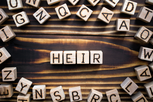 Heir spelled out in blocks